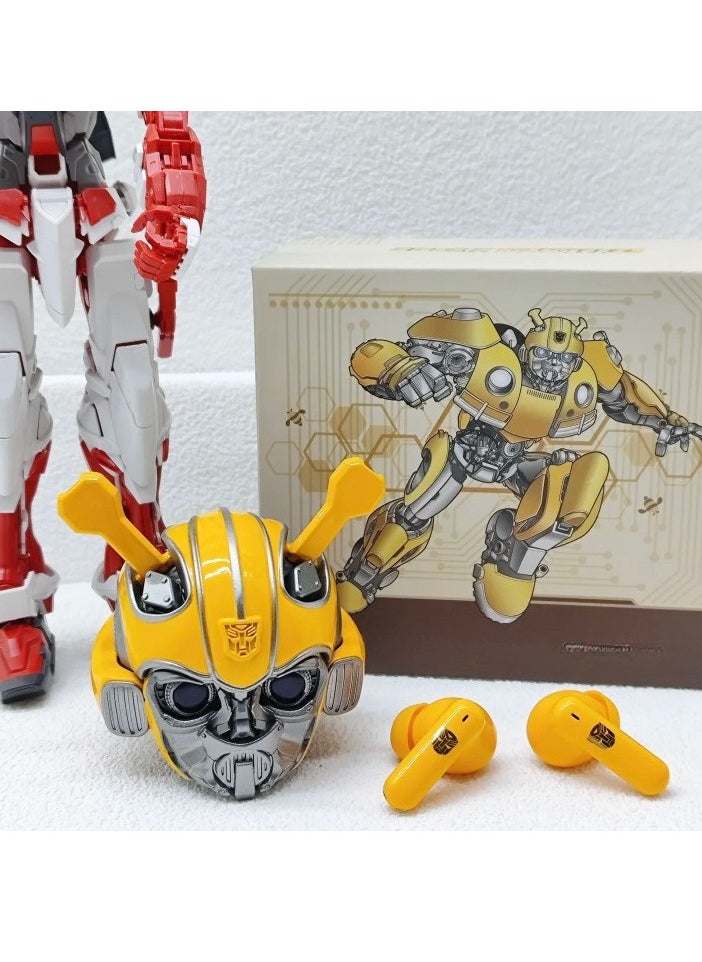 TRANSFORMERS Bluetooth Earphone, Comfortable Wireless Mechanical Shaped Headset, High Bass Zinc Alloy Stylish Headphones, Lightweight In Ear Earbuds For Listening Music Gaming, (1pc, Yellow)  - Image 3