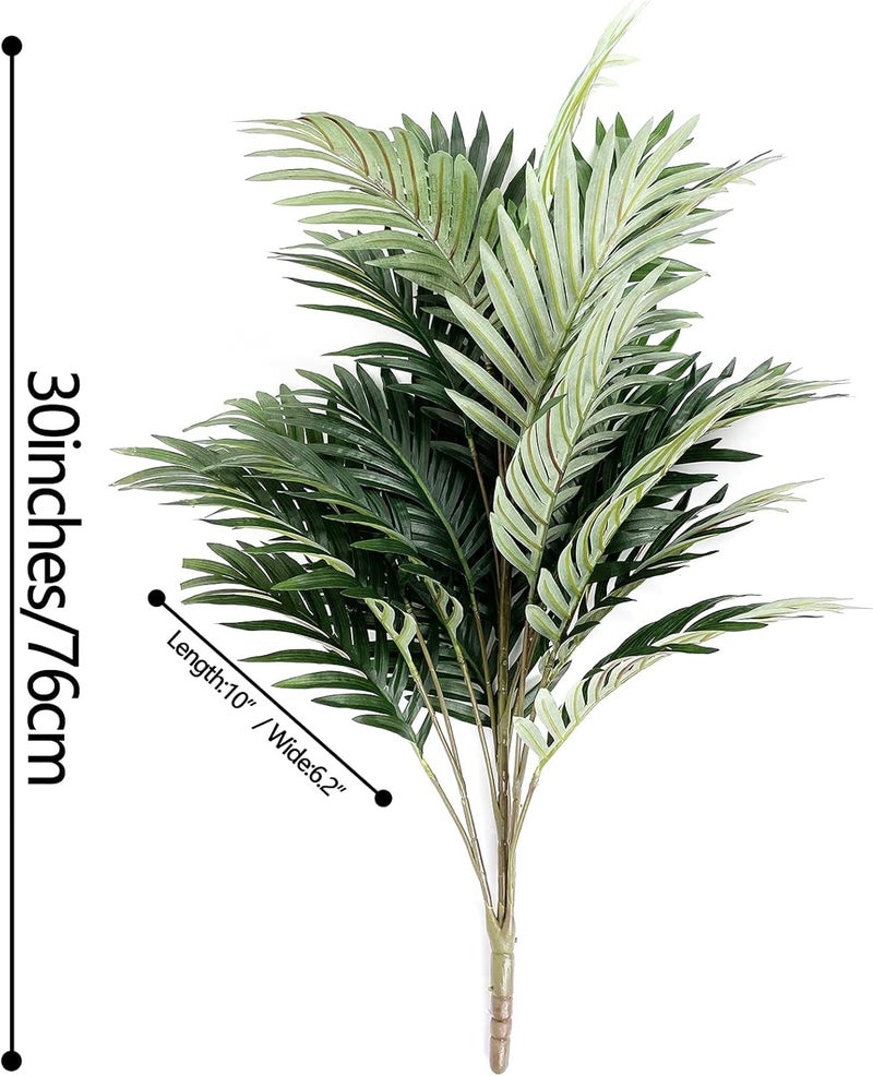 Dekorly Artificial Palm Tree Plants 30 Tall UV Resistant Tropical Areca Plant Faux Plants Areca Leaves Floral Arrangement Safari Leave Beach Leave Party Home Decor | Height 76 CM (Green, Set of 1) - Image 2