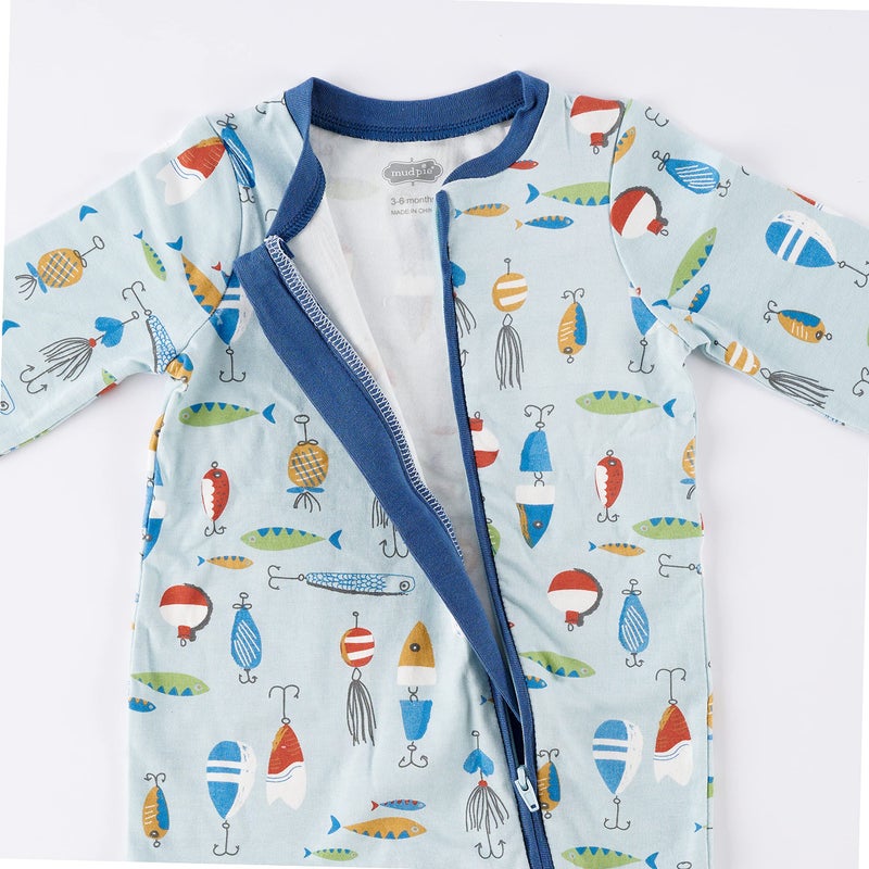 Mud Pie Baby Boys' Fishing Lure Sleeper, Blue, 3-6 Months - Image 3