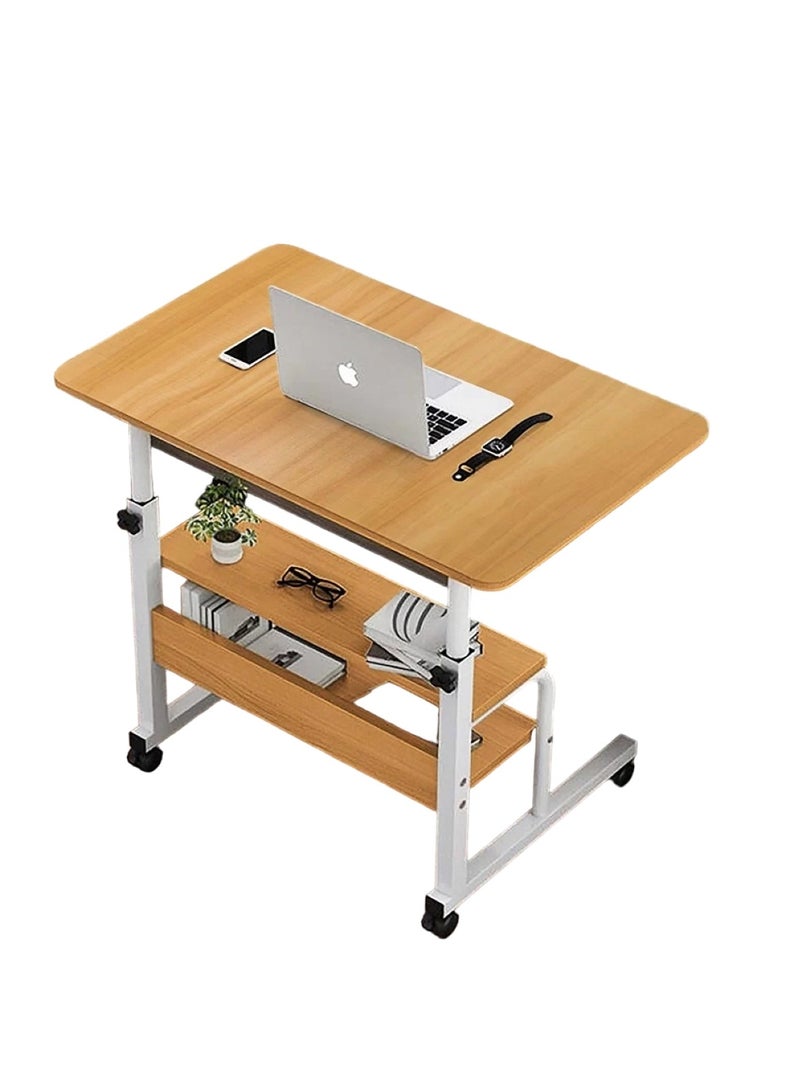 Huitich Multi-Tier Laptop Desk with Smooth and Lockable Wheels for Multi-Purpose Beige  - Image 1