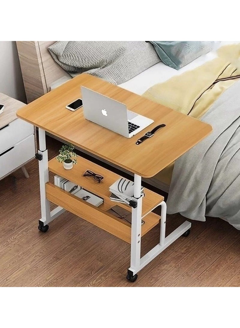 Huitich Multi-Tier Laptop Desk with Smooth and Lockable Wheels for Multi-Purpose Beige  - Image 2
