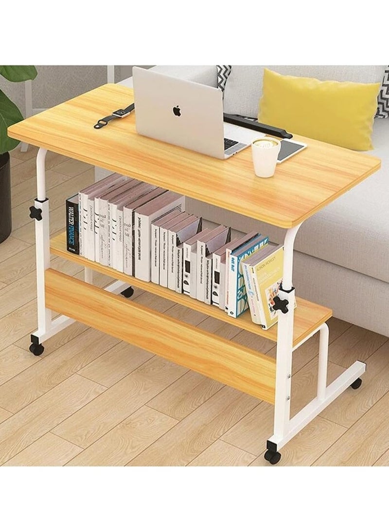 Huitich Multi-Tier Laptop Desk with Smooth and Lockable Wheels for Multi-Purpose Beige  - Image 3