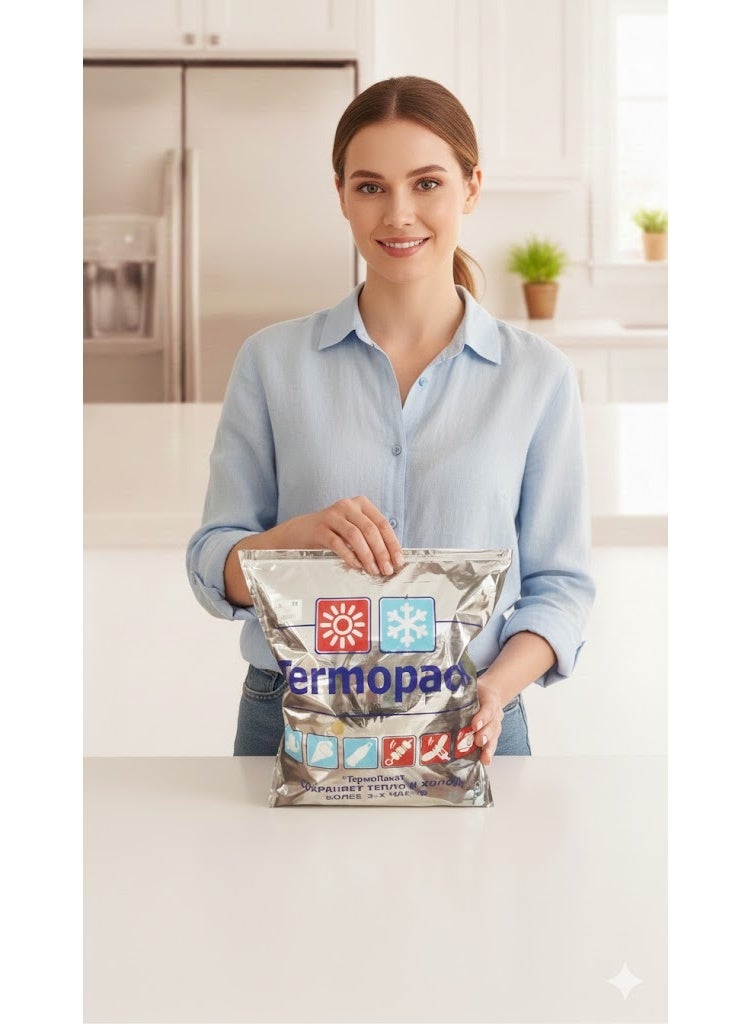 Triple Layer Insulated Thermal Food Bag for Hot and Cold Storage, Durable Thermo Pack with Strong Zipper, Water Resistant for Daily Use, Trips and Food Delivery (7 liters) - Image 2