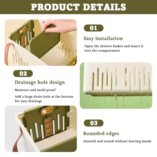 HASTHIP® Portable Plastic Basket for Storage, Shower Caddy, Quick-Dry Toiletries Organizer Basket with Handle, Bathroom Storage Tote for College Dorm, Gym, Travel & Camping, 28x18x16.5cm - Image 3