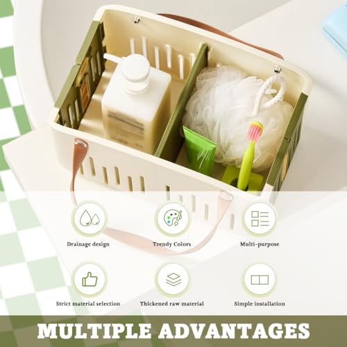 HASTHIP® Portable Plastic Basket for Storage, Shower Caddy, Quick-Dry Toiletries Organizer Basket with Handle, Bathroom Storage Tote for College Dorm, Gym, Travel & Camping, 28x18x16.5cm - Image 4