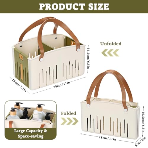 HASTHIP® Portable Plastic Basket for Storage, Shower Caddy, Quick-Dry Toiletries Organizer Basket with Handle, Bathroom Storage Tote for College Dorm, Gym, Travel & Camping, 28x18x16.5cm - Image 2