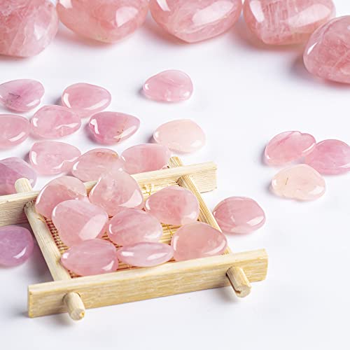 UFEEL 10 PCS Heart Rose Quartz Crystals Natural Polished Rose Quartz Stone Heart Love Carved Healing Crystal Worry Stone - Image 4