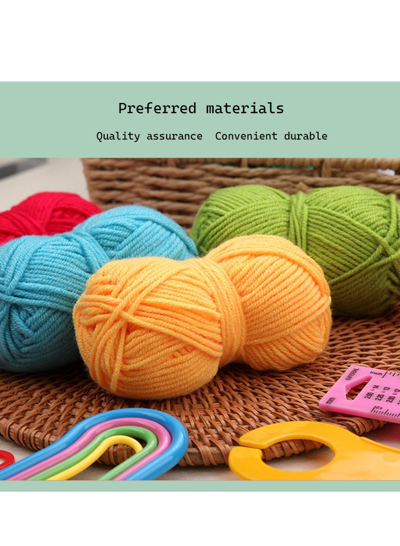شو وو مجموعة أدوات الكروشيه DIY 119 قطعة، مجموعة حياكة للمبتدئين والكبار، حقيبة تنظيم تخزين بسحاب الكروشيه مع خيوط الكروشيه، والخطافات، وكرة الغزل، والمقص، ومسطرة ناعمة للحياكة الحرفية DIY هدية  - Image 5