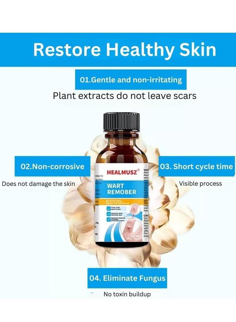 HEALMUSZ Wart Remover Liquid Herbal Ingredients Safe Body Warts Treatment for Acne Moles Scar Wart Treatment Wart Remover Oil for Face Body Wart Remover Gel 30ml - Image 2