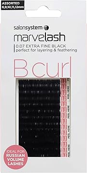 Salon System رموش مارفلاش B Curl 007 فائقة النعومة متنوعة اللون الأسود