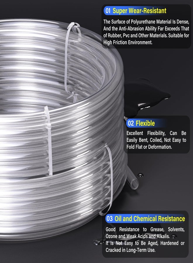 TAILONZ PNEUMATIC Clear 3/8 Inch OD 10 Meter 32.8ft PU Polyurethane Air Tubing Kit Pipe Hose Air Line Tubing Air Hose Fittings Push to Connect Fittings(27PCS) - Image 3