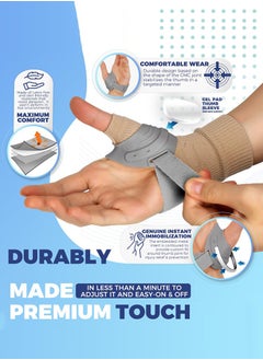 Polish'D Thumb Brace Splint, CMC Joint Support Stabilizer for Thumb CMC Joint Pain, Instability, Tendonitis, Lightweight & Adjustable Thumb Support Brace for Men and Women (Slate - Right)  - Image 3