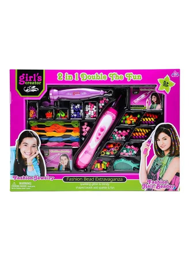 Girl's Creator 2-in-1 Girls Fashion Creator Deluxe Hair Beading and Jewelry Making Kit - Image 2