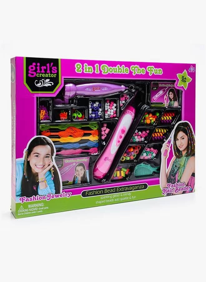 Girl's Creator 2-in-1 Girls Fashion Creator Deluxe Hair Beading and Jewelry Making Kit - Image 1