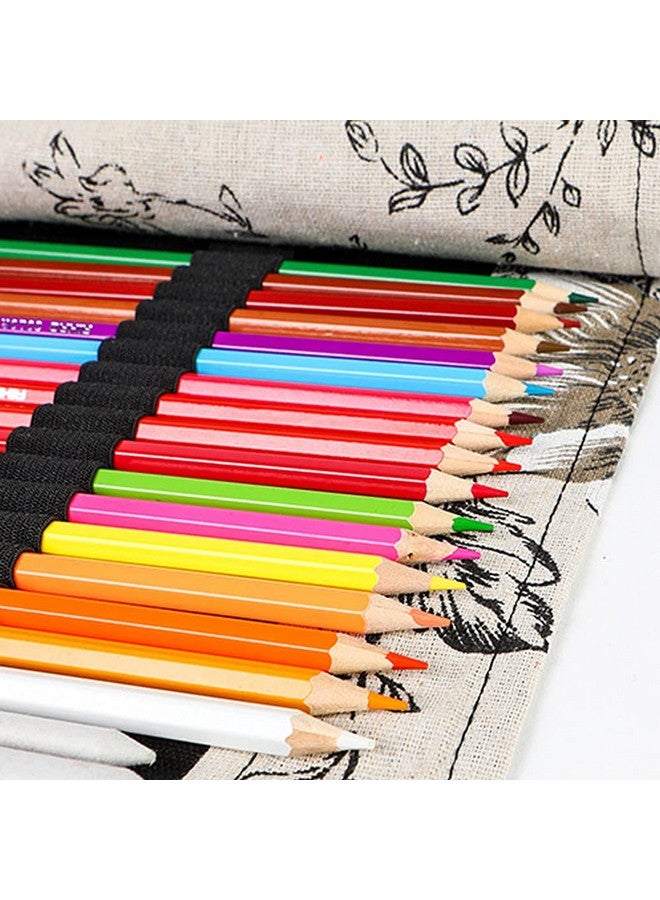 Funny live 36/48/72 Slots Colored Pencil Wrap Pencils Roll Holder Coloring Pencils Organizer Holder Colored Pen Paint Brush Storage Pouch Portable For Artist Student (Black Peony, 72 Slots)  - Image 5