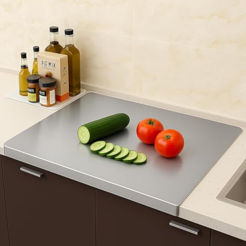 NB Crafted Stainless Steel Chopping Board for Kitchen and Home Use Heavy Duty Large Size Counter Top Cutting Board for Vegetable, Fruits, Meat Non Slip (Pack of 1) - Image 1