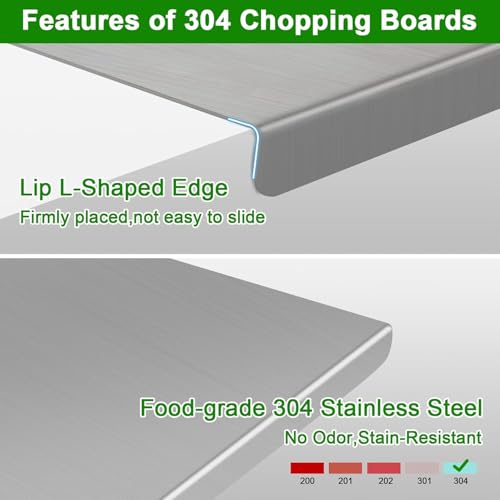 NB Crafted Stainless Steel Chopping Board for Kitchen and Home Use Heavy Duty Large Size Counter Top Cutting Board for Vegetable, Fruits, Meat Non Slip (Pack of 1) - Image 5