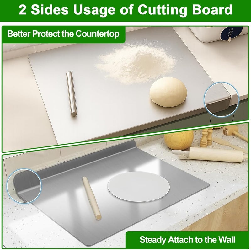 NB Crafted Stainless Steel Chopping Board for Kitchen and Home Use Heavy Duty Large Size Counter Top Cutting Board for Vegetable, Fruits, Meat Non Slip (Pack of 1) - Image 2