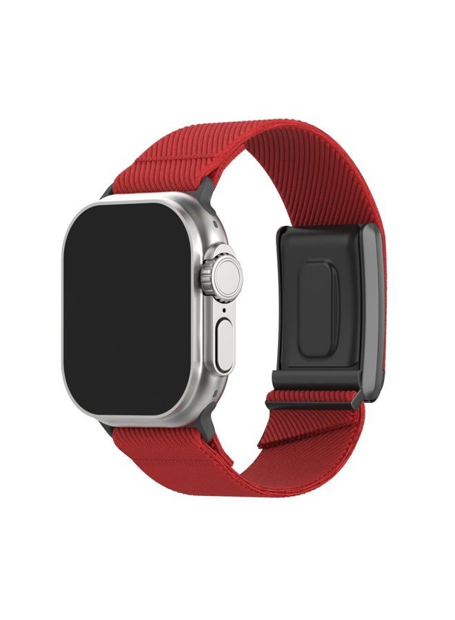 Dado Nylon Hybrid Strap Compatible with Apple Watch + Whoop 4.0, Odor Resistant and Breathable Nylon band (Red, 49/46/45/44mm) - Image 1