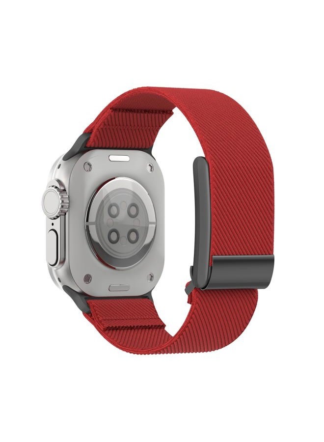Dado Nylon Hybrid Strap Compatible with Apple Watch + Whoop 4.0, Odor Resistant and Breathable Nylon band (Red, 49/46/45/44mm) - Image 3