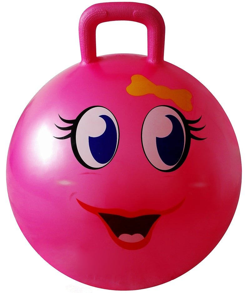 AppleRound Hippity Hoppity Hopball with Ball Pump, 18in/45cm Diameter for Age 3-7, Kangaroo Bouncer, Space Hopper Ball with Handle for Children, Printed Design (Girl) - Image 1