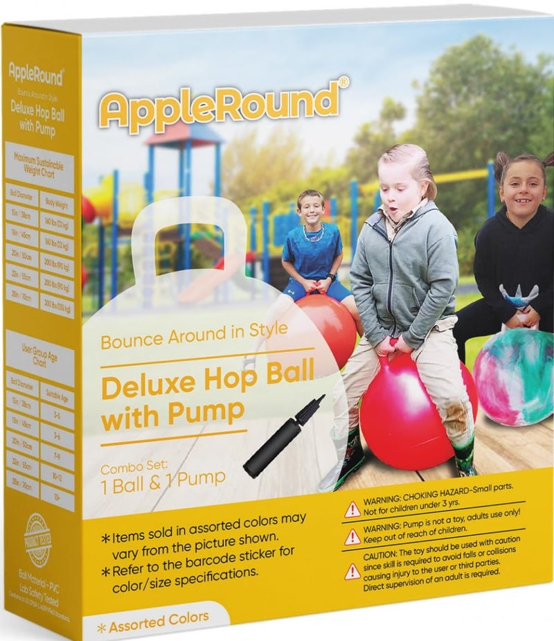 AppleRound Hippity Hoppity Hopball with Ball Pump, 18in/45cm Diameter for Age 3-7, Kangaroo Bouncer, Space Hopper Ball with Handle for Children, Printed Design (Girl) - Image 4
