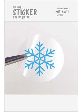 HSN Snowflake Themed Transparent Label 48 Pieces 3x3 cm  - Image 1