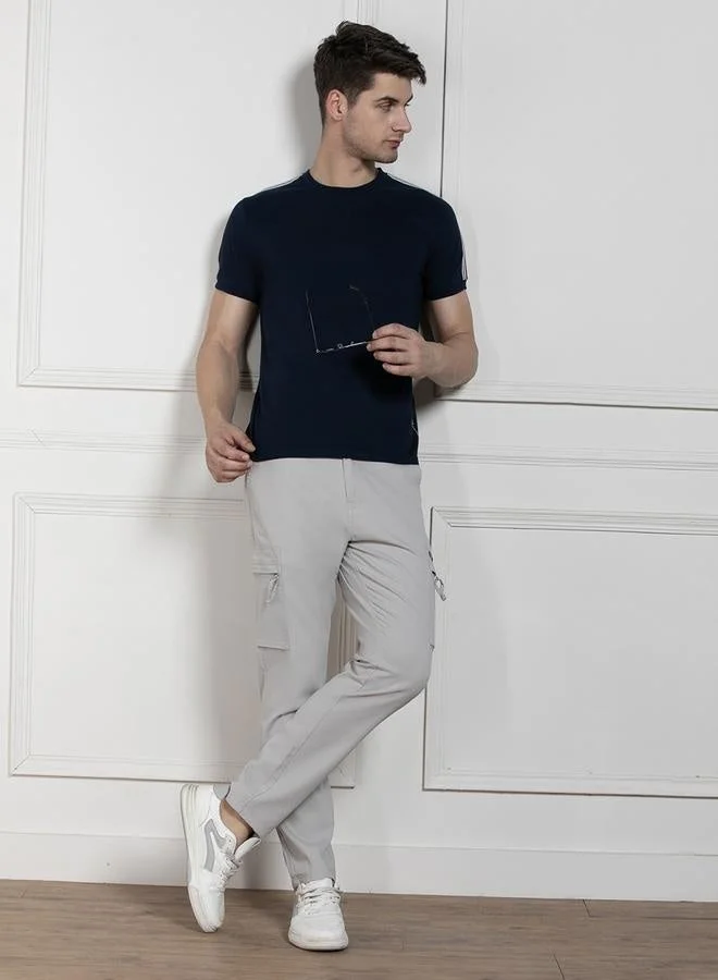 دينيس لينغو تيشيرت قطن كحلي بقصة عادية بياقة دائرية