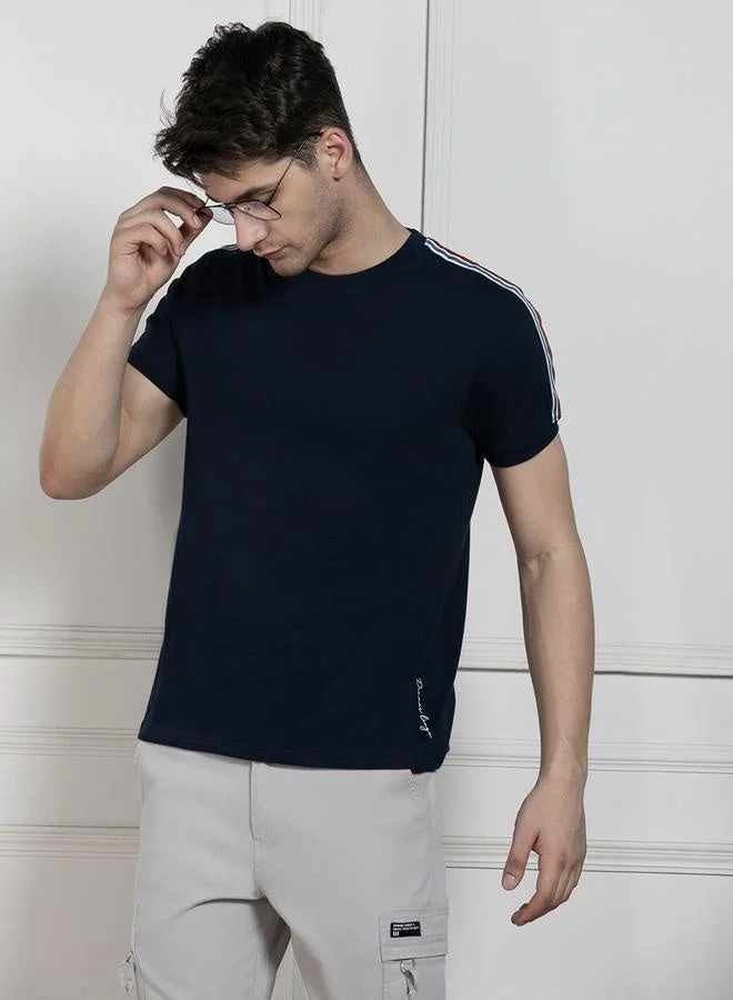 Regular Fit Navy Cotton T-Shirt Crew Neck
