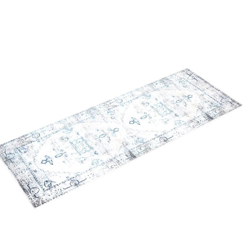 Bloom Rugs Washable Non-Slip 7 Ft Runner - Teal/Beige Traditional Runner For Entryway  Hallway  Bathroom  And Kitchen - Exact Size: 2.5' X 7' - Image 4