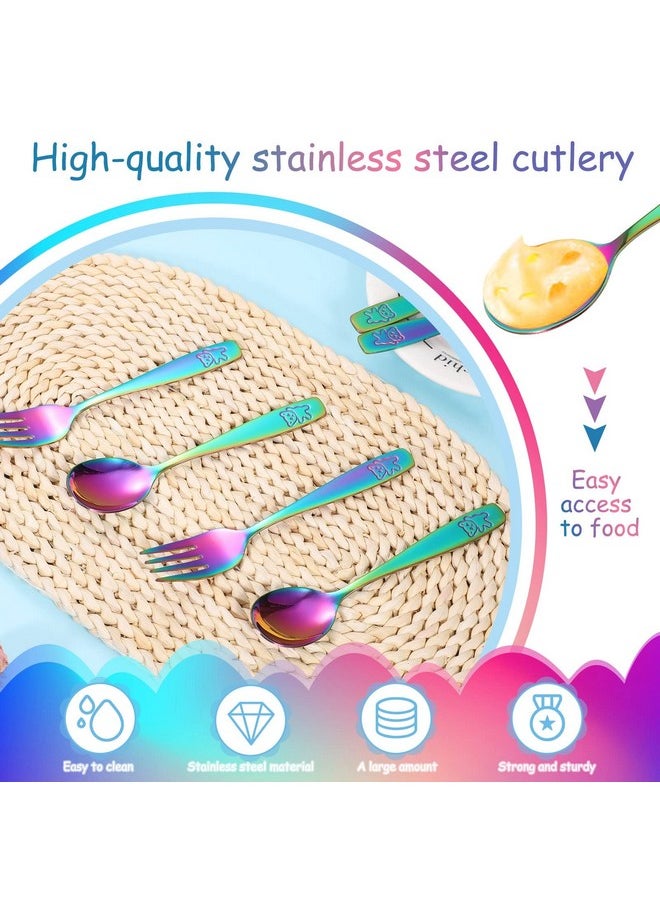 Pimoys 6 Pieces Toddler Utensils Kids Rainbow Silverware Stainless Steel Toddler Forks And Spoons Set, Metal Childrens Safe Flatware Child Cutlery Set, Dishwasher Safe  - Image 3