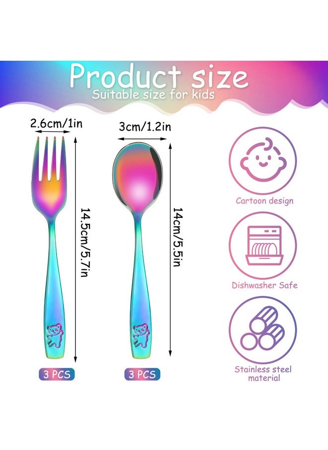 Pimoys 6 Pieces Toddler Utensils Kids Rainbow Silverware Stainless Steel Toddler Forks And Spoons Set, Metal Childrens Safe Flatware Child Cutlery Set, Dishwasher Safe  - Image 2