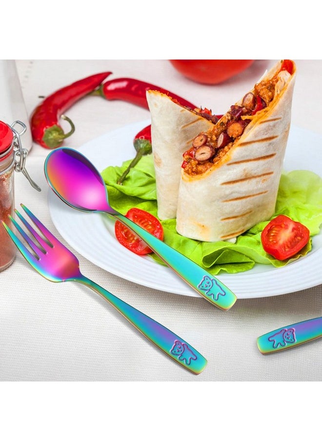 Pimoys 6 Pieces Toddler Utensils Kids Rainbow Silverware Stainless Steel Toddler Forks And Spoons Set, Metal Childrens Safe Flatware Child Cutlery Set, Dishwasher Safe  - Image 5