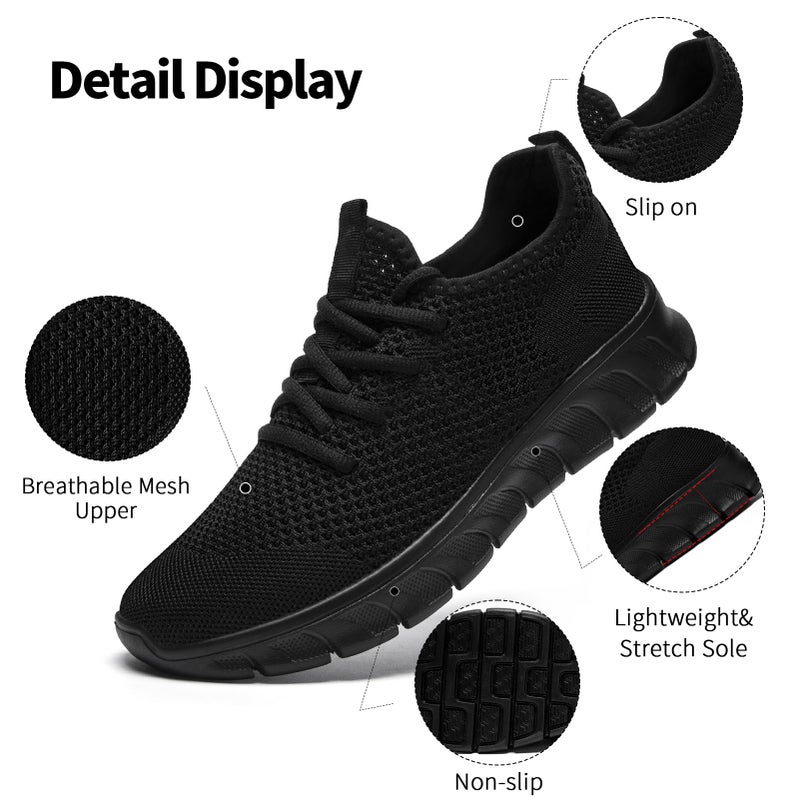 YRLTYO Non Slip Work Shoes Women Walking Running Tennis Sneakers Gym Workout Athletic Lightweight Comfortable Fashion Sport Mesh Casual Shoe Black Size 10 - Image 4