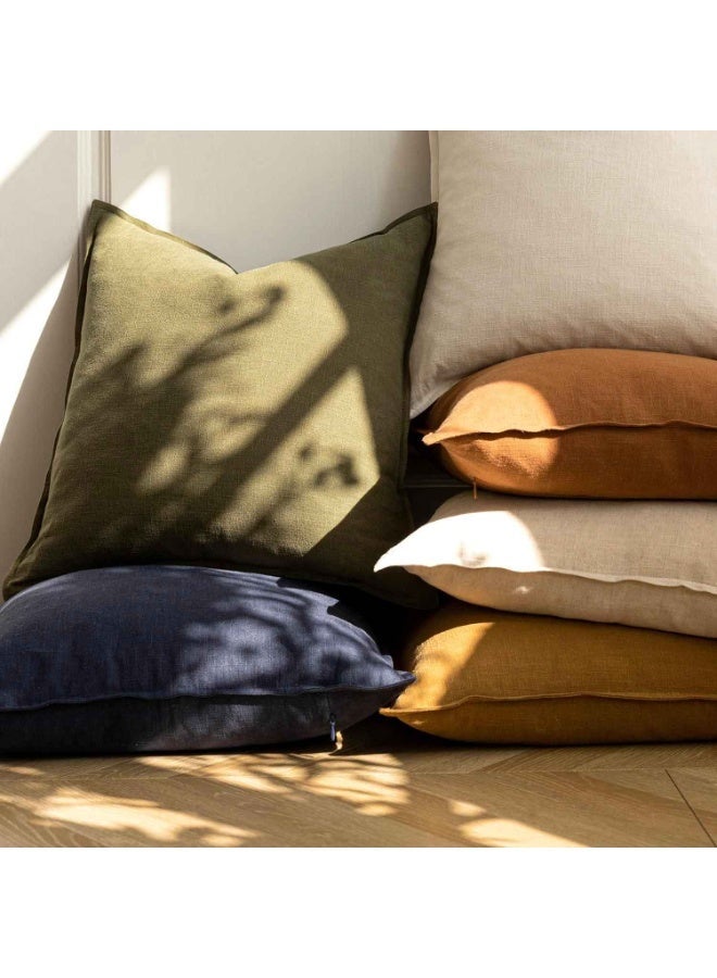 Pack of 2,Throw Pillow Covers,Decorative Linen Soild Throw Pillow Covers,Soft Accent Lumbar Cushion Case,Boho Farmhouse Pillowcase for Chair Couch Sofa Bedroom Living Room Home Decor,12 x 20 Inch - Image 2