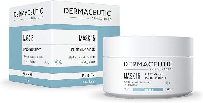 Dermaceutic Mask 15 Oil and sebum control face mask Glycolic Acid Salicylic Acid and Bentonite clay mask Deep skin pore cleansing 50ml - Image 1