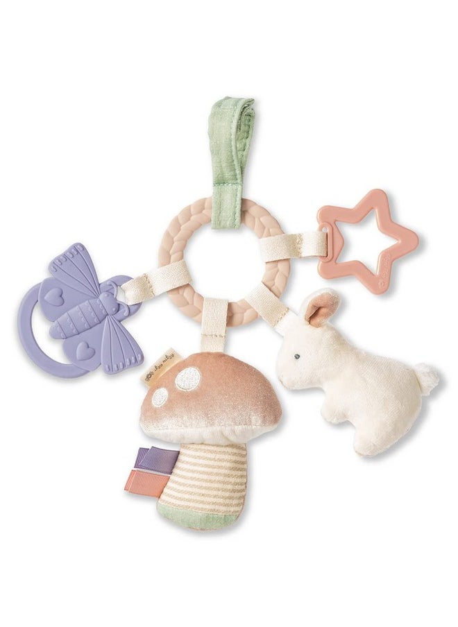 Itzy Ritzy Teething Activity Toy - Bitzy Busy Ring Infant Teething Toy Features Braided Ring & Dangling Toys, Includes Teether, Textured Ribbons, Crinkle Sound & Jingle Bell - 0 Months & Up (Bunny)  - Image 1