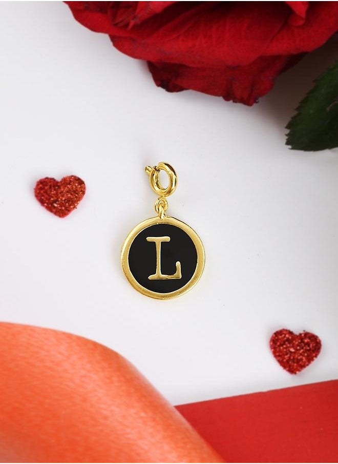 VOYLLA - Valentine's Day Collection Alphabet L Black Enamel Charm - Image 1