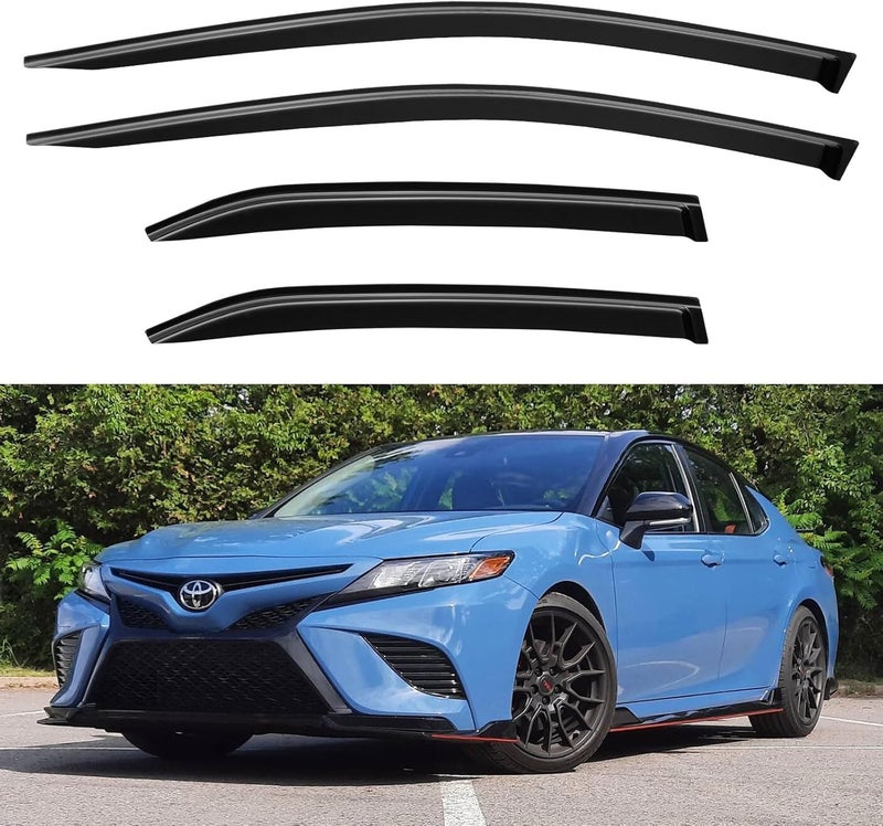 YQAUTEC Window Visors Rain Guards for 2018-2024 Toyota Camry, Out-Channel Window Vent Wind Deflectors Visors Shades for Camry 18-24 - Image 1