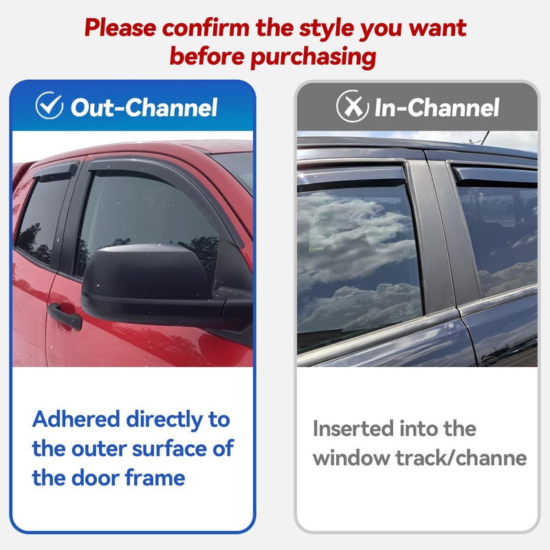 YQAUTEC Window Visors Rain Guards for 2018-2024 Toyota Camry, Out-Channel Window Vent Wind Deflectors Visors Shades for Camry 18-24 - Image 4