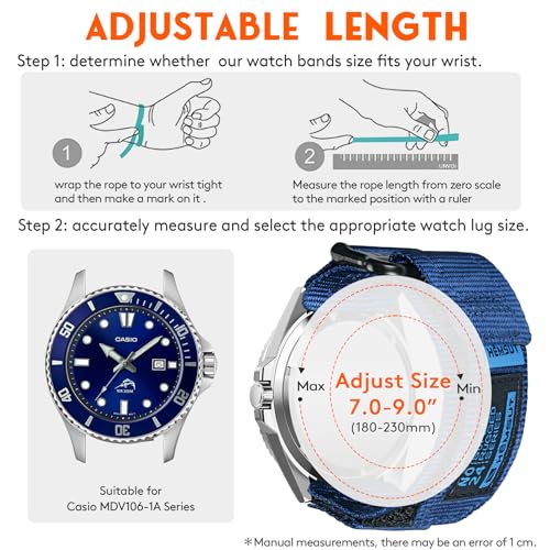 DAVILANE Quick Release Watch Band Compatible with Casio duro,22mm Nylon Replacement Strap Wristbands for Casio MDV106-1AV / MTP-VD01 / MTP-VD02 / MTP-1374 - Image 5