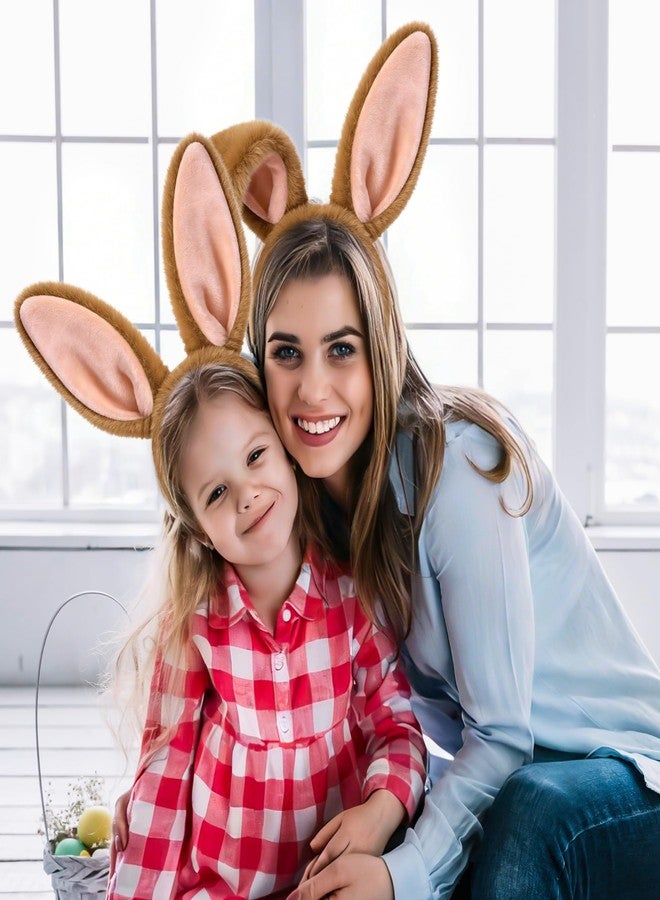 D-Fokes Easter Bunny Ears Headband and Bunny Tail, Rabbit Ears Headband for Halloween Easter Party Cosplay Bunny Hairbands（Brown） - Image 4