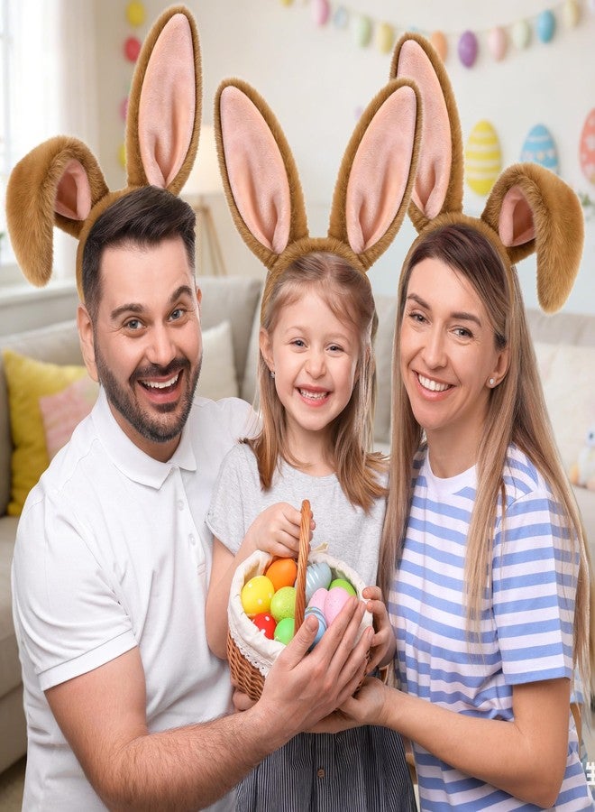 D-Fokes Easter Bunny Ears Headband and Bunny Tail, Rabbit Ears Headband for Halloween Easter Party Cosplay Bunny Hairbands（Brown） - Image 2