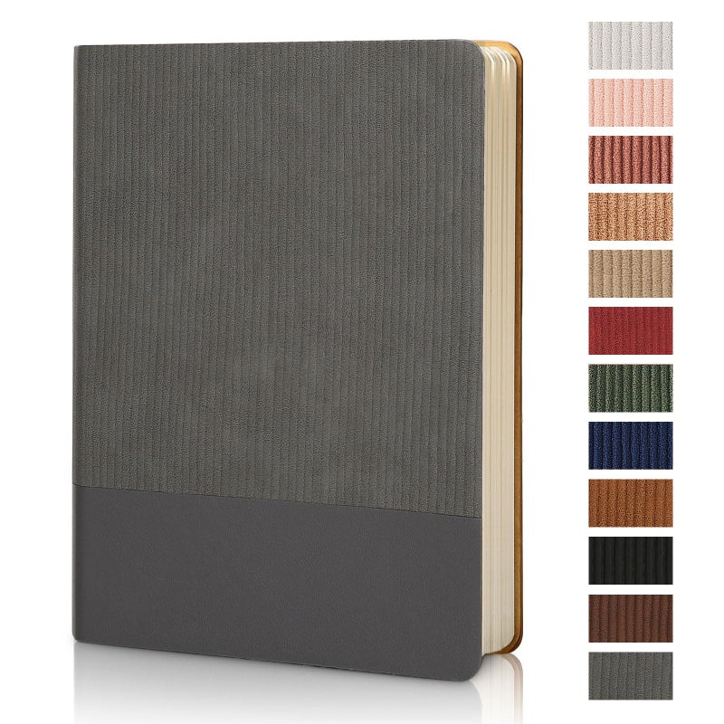 TSFPapier Lined Journal Notebook for Work College Ruled Note Book 5.79"x8.27" A5 PU Leather Daily Journaling 216 Pages for Women Men Writing Home School Supplies Business (Dark Gray) - Image 1
