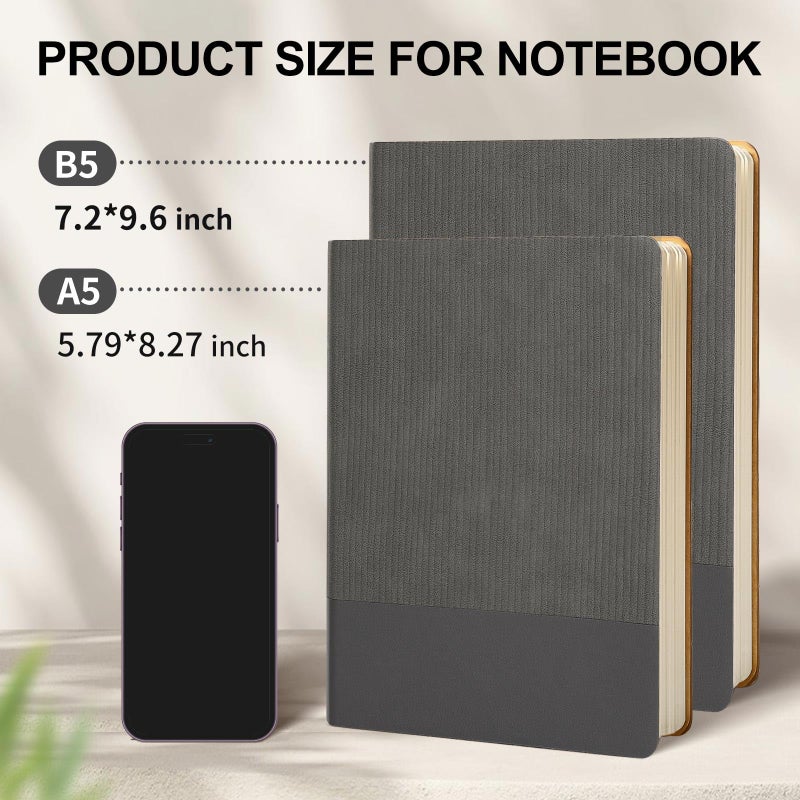 TSFPapier Lined Journal Notebook for Work College Ruled Note Book 5.79"x8.27" A5 PU Leather Daily Journaling 216 Pages for Women Men Writing Home School Supplies Business (Dark Gray) - Image 3