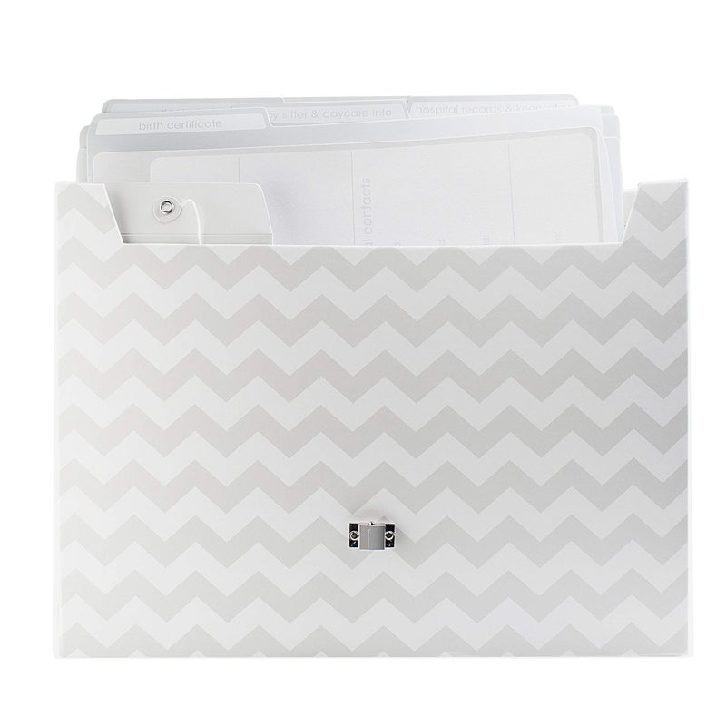 Pearhead Baby Briefcase and Document Organizer, All In One Expanding File Folder, Baby's Paperwork and Records, Newborn Keepsake and Memory Box with Labels, Baby Girl or Baby Boy Gift, Gray Chevron - Image 3