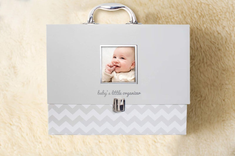 Pearhead Baby Briefcase and Document Organizer, All In One Expanding File Folder, Baby's Paperwork and Records, Newborn Keepsake and Memory Box with Labels, Baby Girl or Baby Boy Gift, Gray Chevron - Image 5