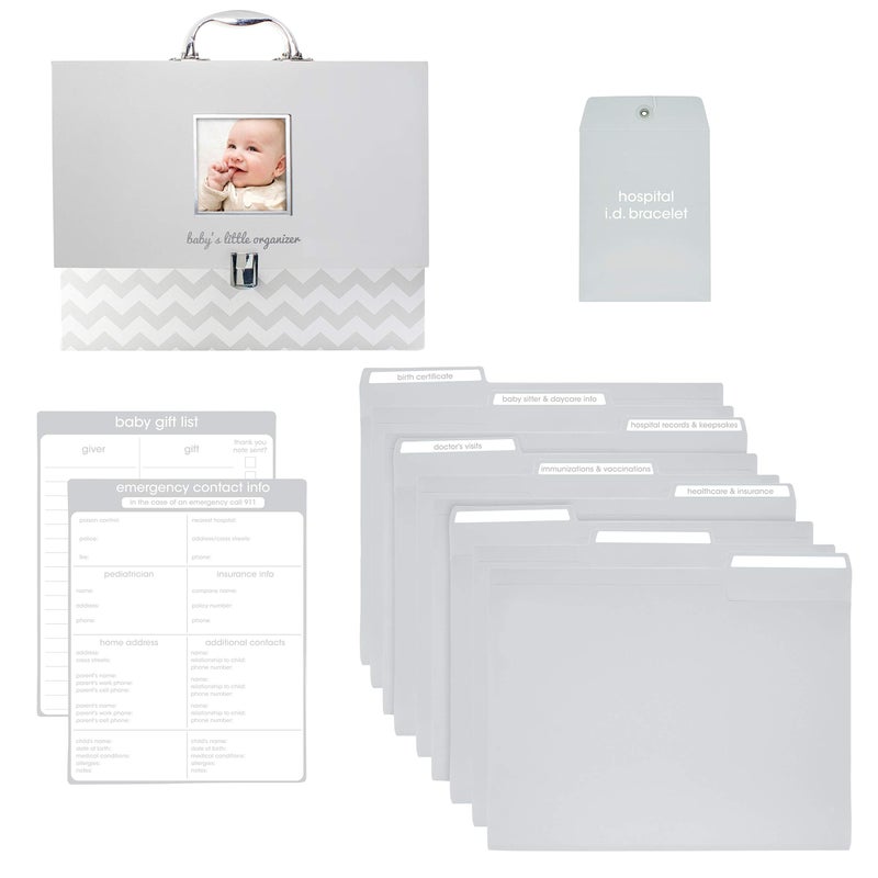 Pearhead Baby Briefcase and Document Organizer, All In One Expanding File Folder, Baby's Paperwork and Records, Newborn Keepsake and Memory Box with Labels, Baby Girl or Baby Boy Gift, Gray Chevron - Image 2