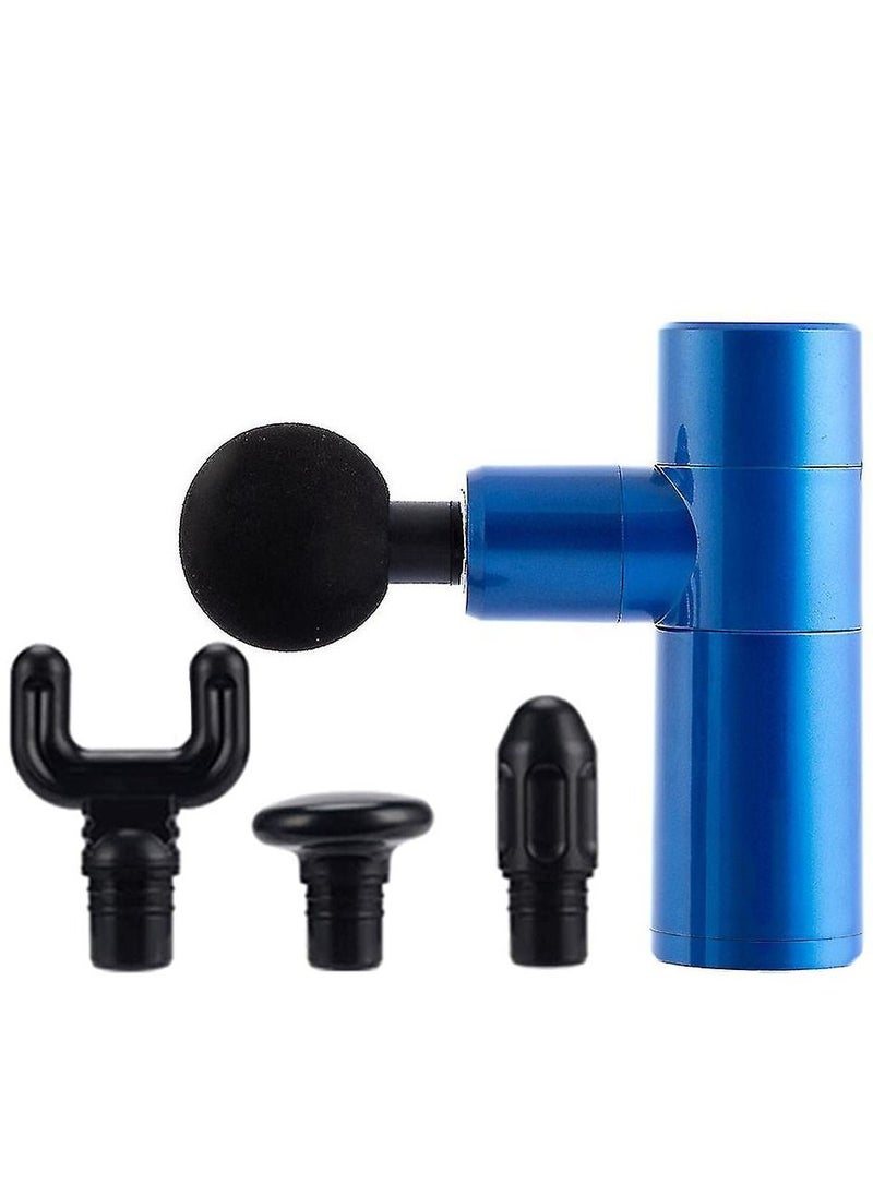 Smart Innovation - 4 Speed Mini Portable Handheld Percussion Muscle Massager Gun for Pain Relief with 4 Massage Heads Blue - Image 1