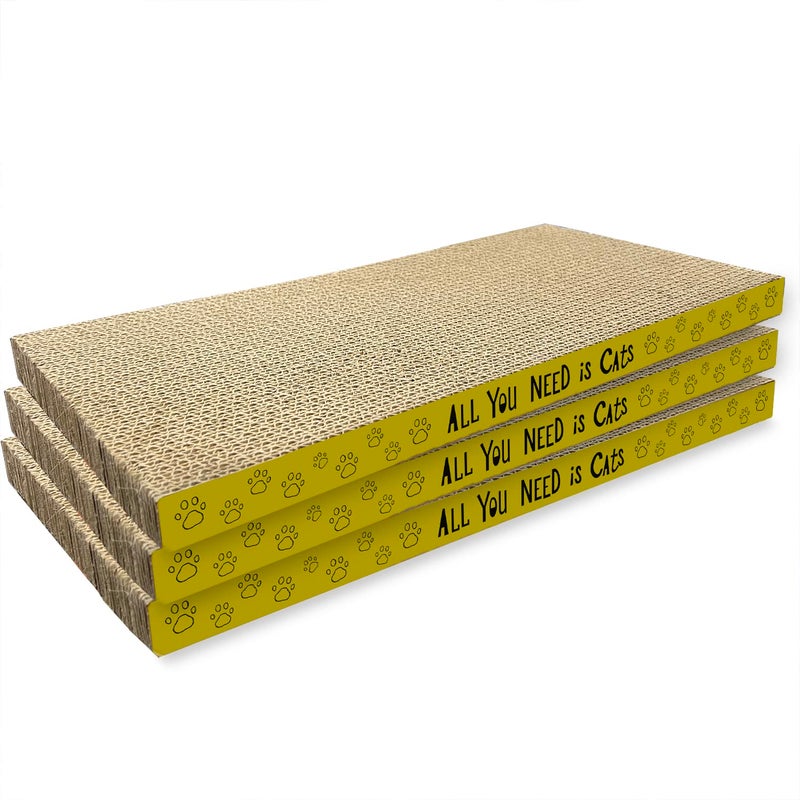 AccEncyc 3 Pack Cardboard Cat Scratcher Pads Cat Scratching Board for Indoor Cats 16.5â€³Lx8.1â€³Wx0.8â€³H Dual-Side Corrugated Cats Scratching Post Reusable Supplies - Image 1